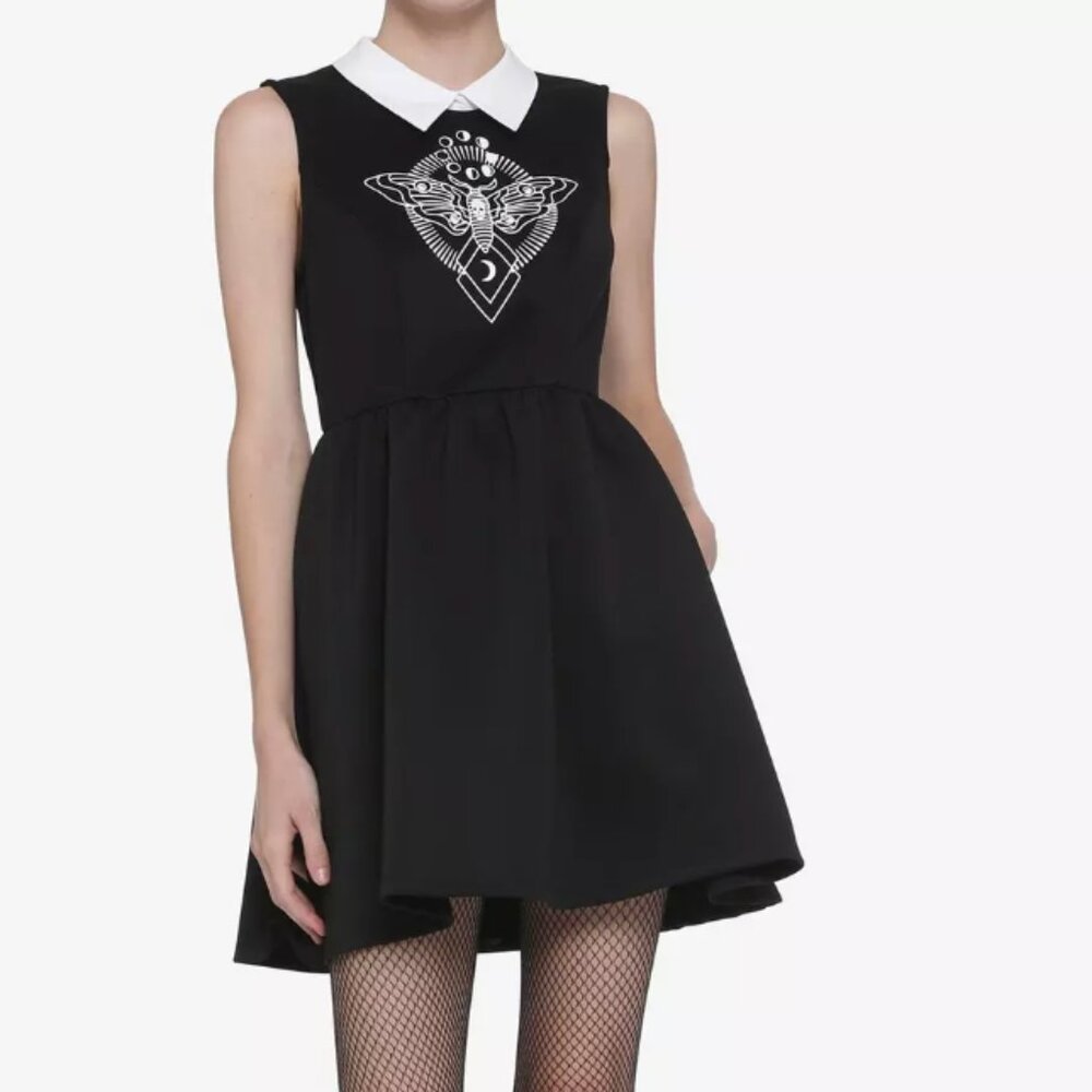 Hot Topic Death's Head Moth Collared Dress Sm Whimsigoth Witchy Dark Academia